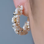The Prism Pearl Hoops – styled, pearl and glass bead hoops handcrafted in Canada