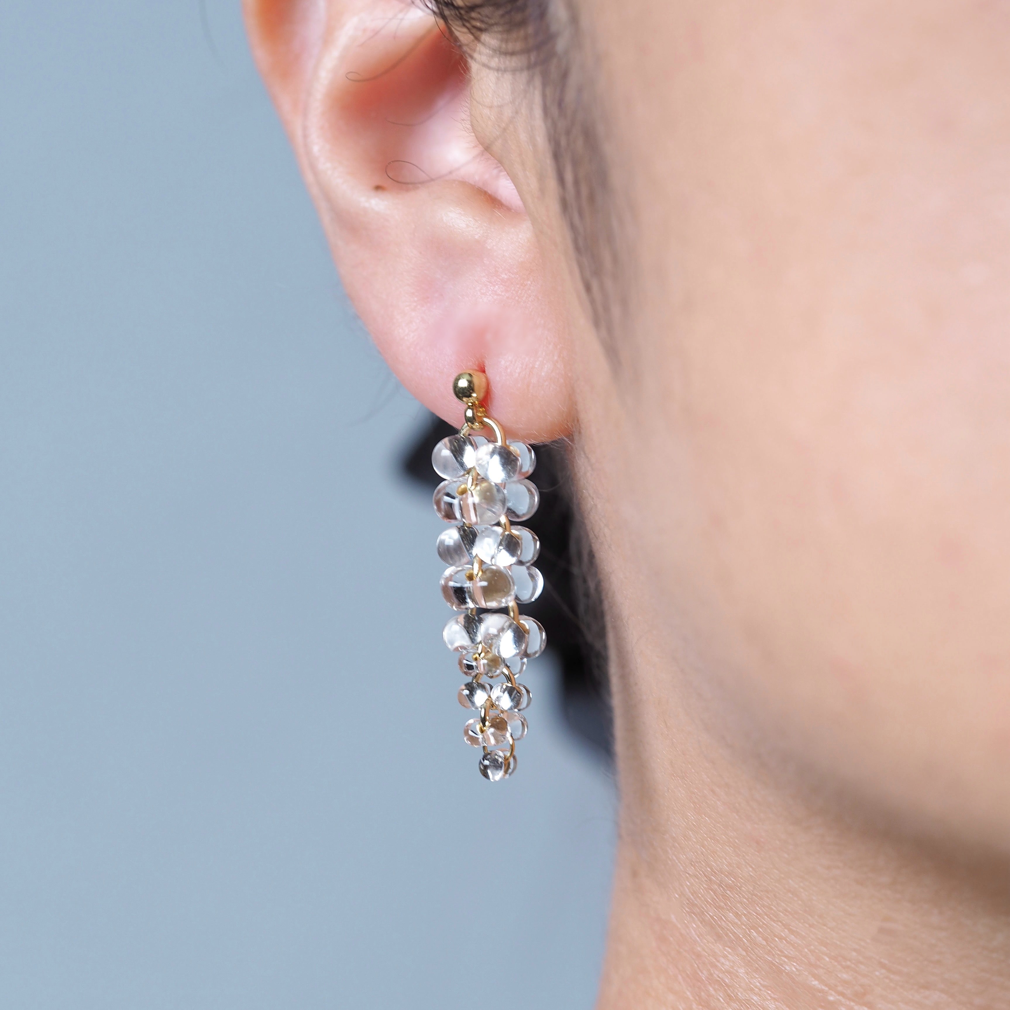 1. The Prism Drop – styled, modern glass bead drop earrings handcrafted in BC Canada