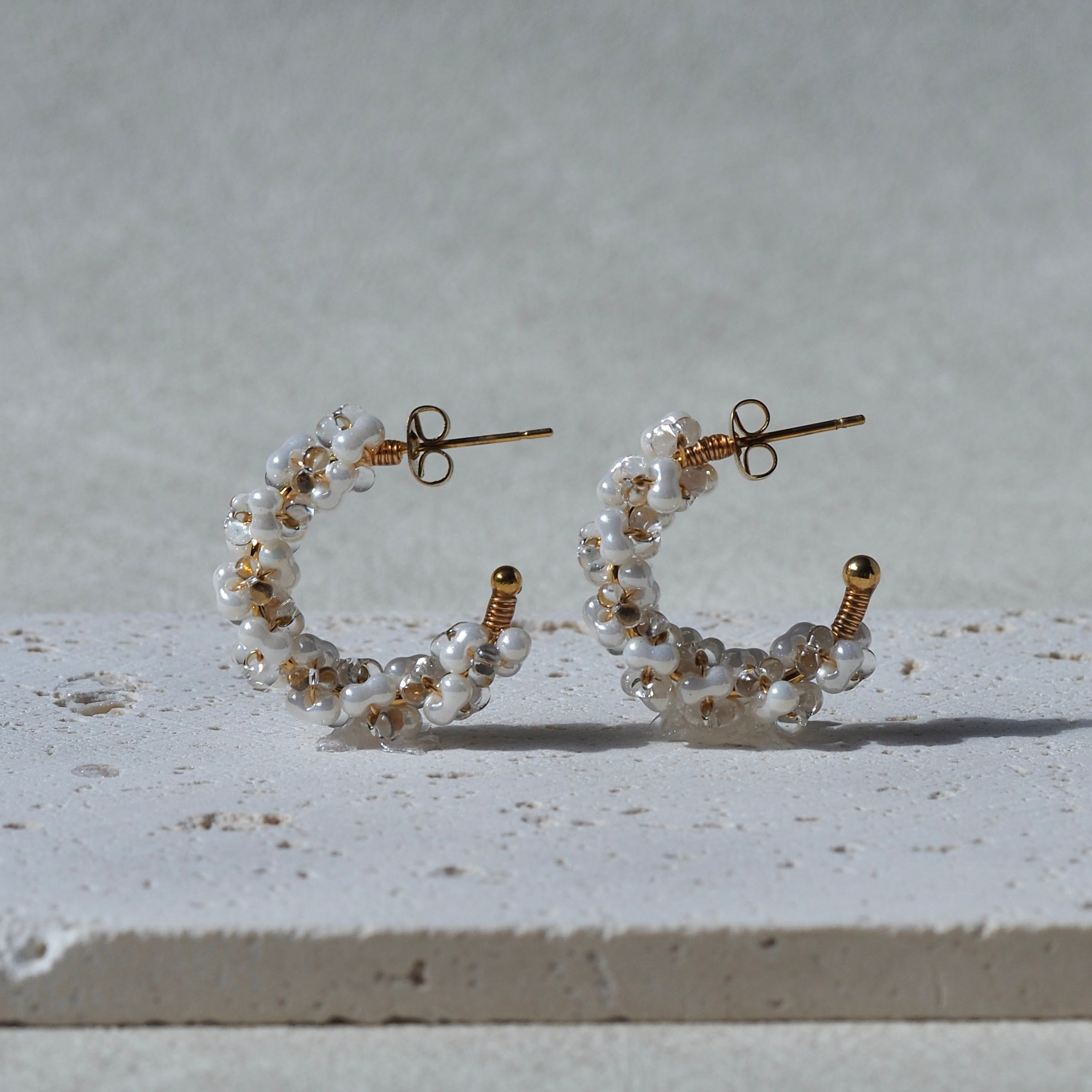 The Prism Pearl Hoops – modern glass bead hoops handcrafted in BC, Canada