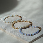 Dreamtide Collection three colors Shore Dune Tide, handcrafted glass bead bracelets Canada