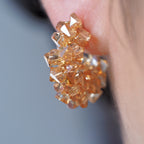 The Vertex – worn, modern premium glass bead earrings handcrafted in BC, Canada