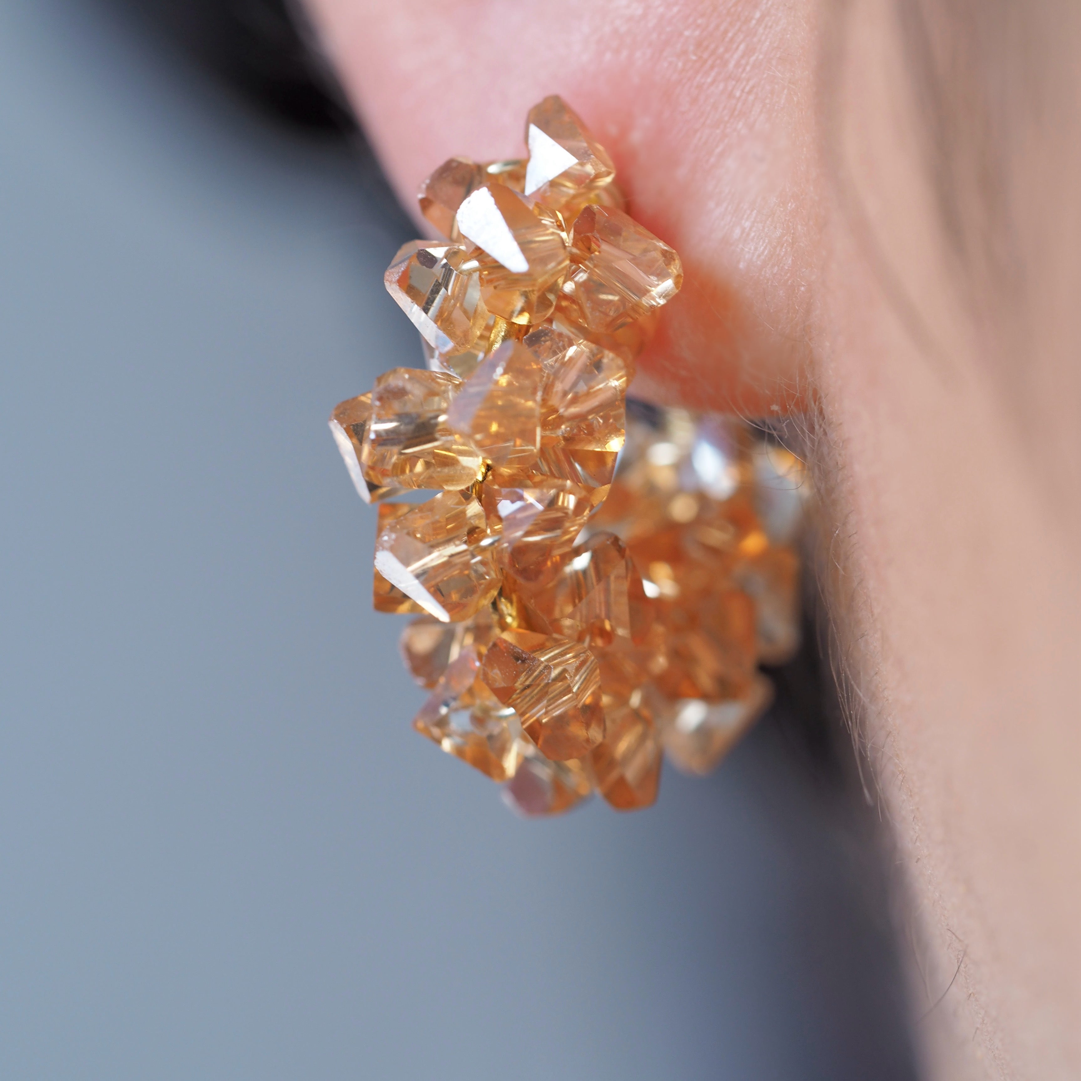 The Vertex – worn, modern premium glass bead earrings handcrafted in BC, Canada