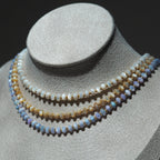 Dreamtide Choker layered with gold chain necklace, minimalist beaded choker handmade in BC Canada