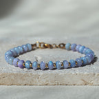 Dreamtide Tide handcrafted blue violet iridescent glass bead bracelet, made in BC Canada