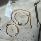 Best of Me Jewelry Studio handcrafted glass bead bracelet with linen pouch, made in BC Canada