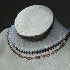 Dreamtide Tide blue glass bead choker layered styling, minimalist necklace stack handcrafted Canada