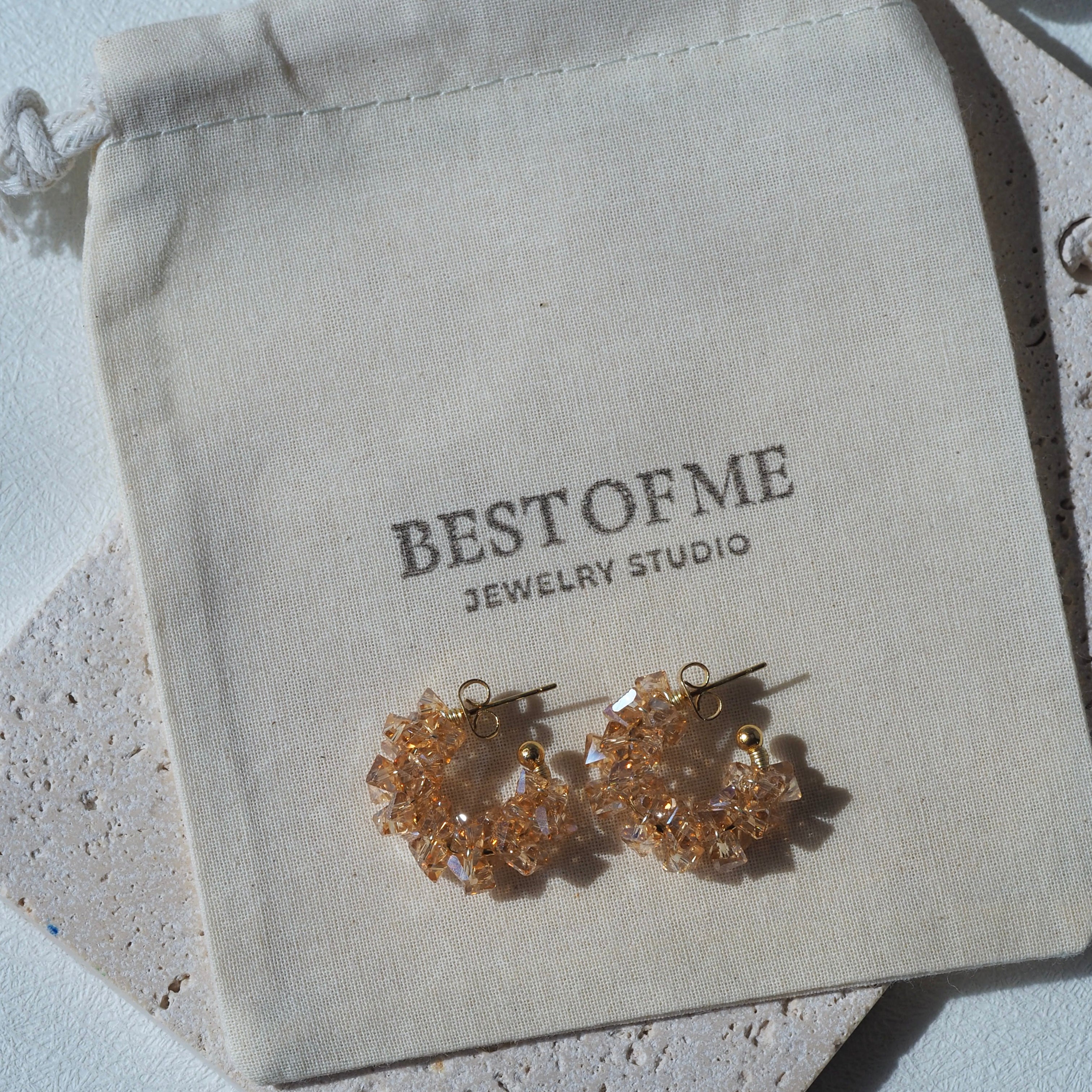 The Vertex – premium glass bead and PVD hardware earrings, BC Canada