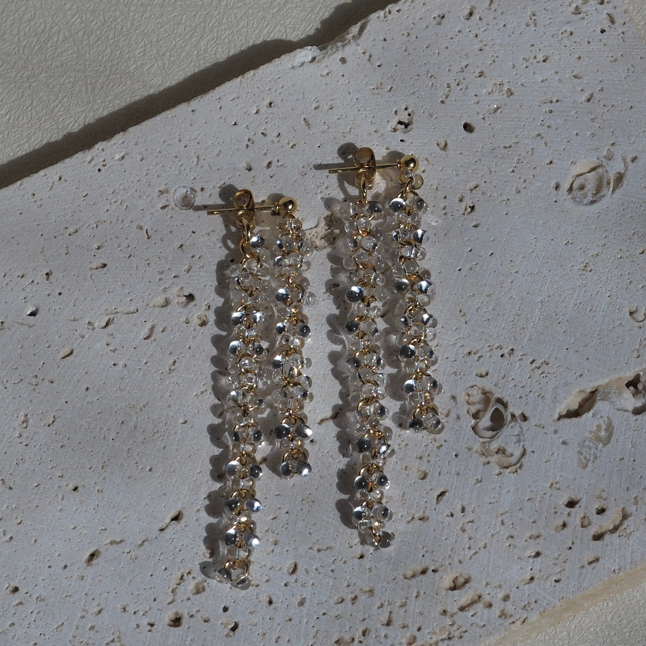 The Prism Veil – PVD stainless steel and glass bead earrings, Best Of Me