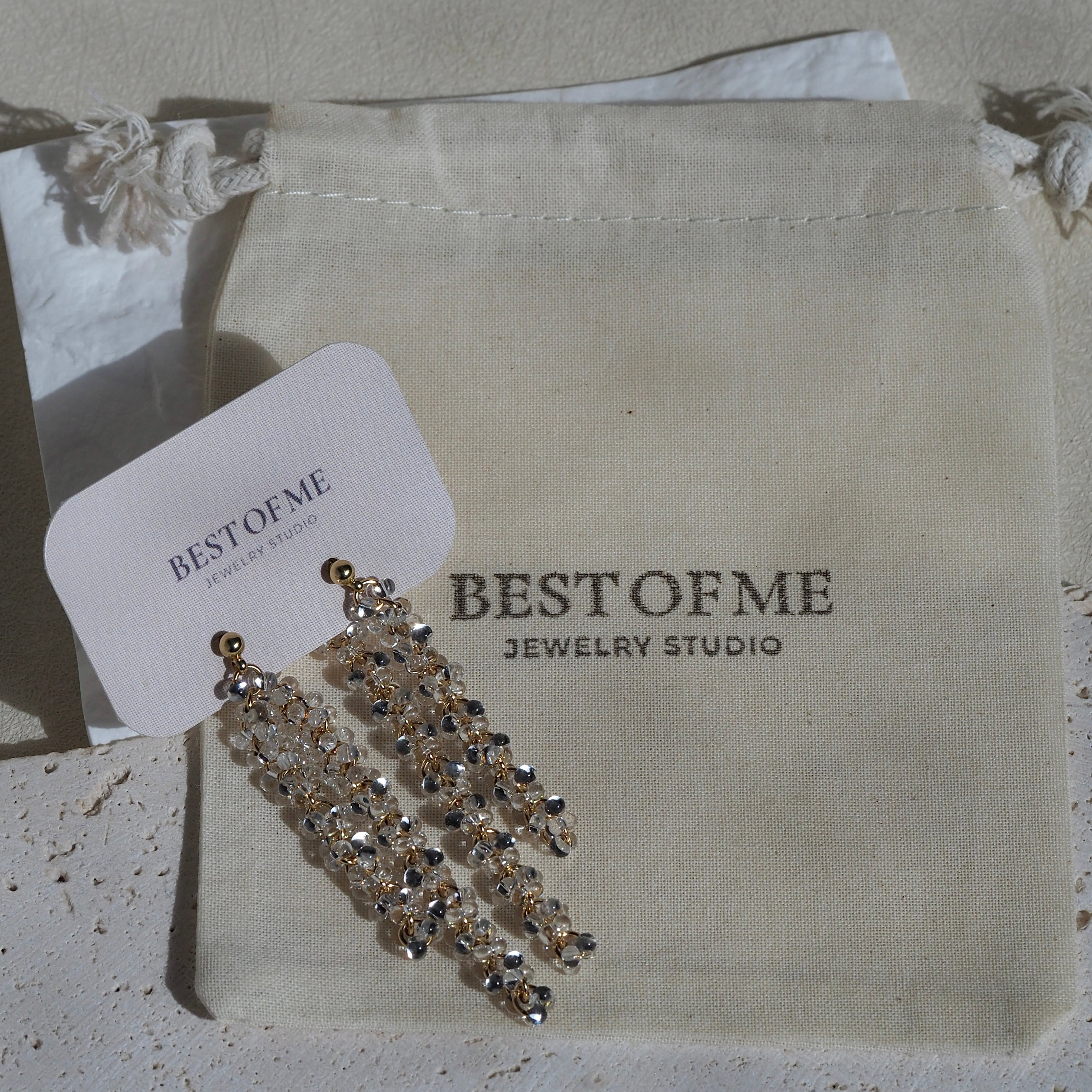 The Prism Veil – delicate glass bead earrings made in British Columbia